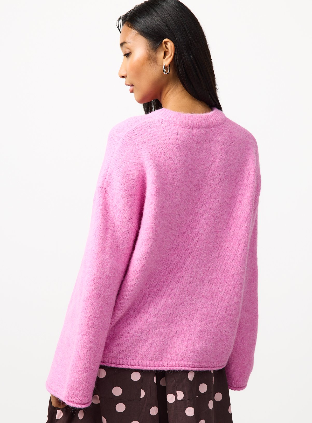 Pale Pink Crew Neck Knitted Jumper XS - Image 4 thumbnail
